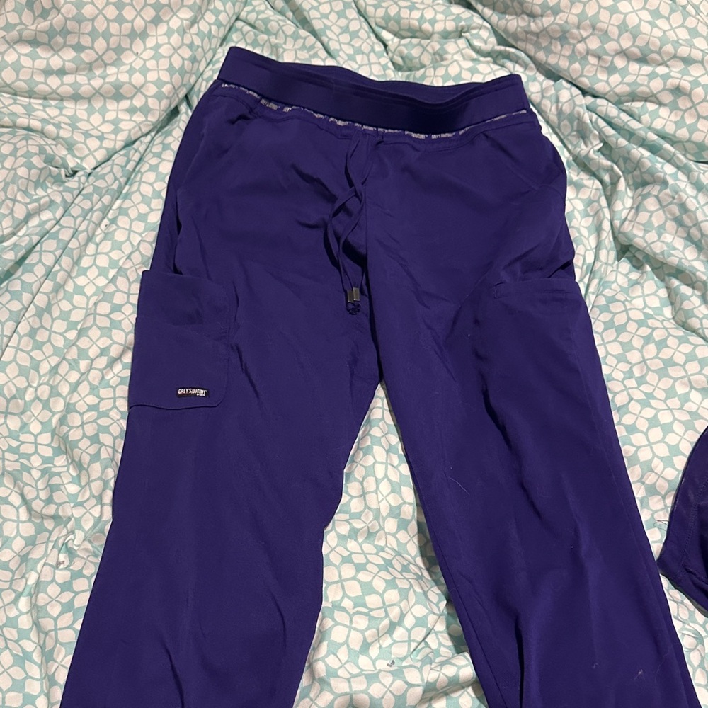 Grey's Anatomy Women's Scrub Pants in purple and matching top